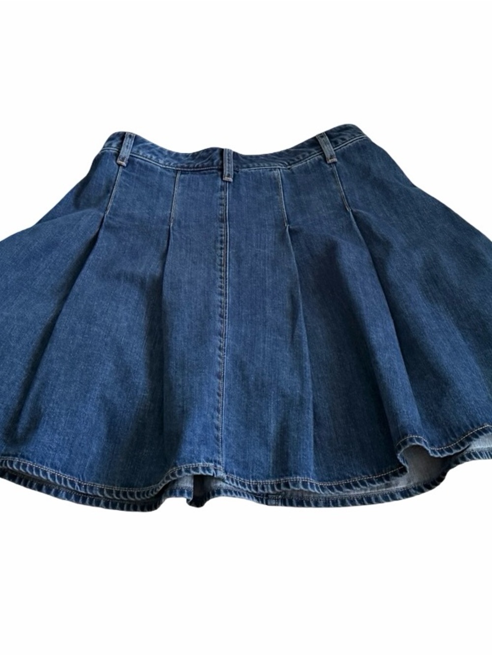 Lands' End NWT SZ 6 Dark Blue Denim Mid Rise Skater/Flare/Pleated Skirt - Picture 2 of 7